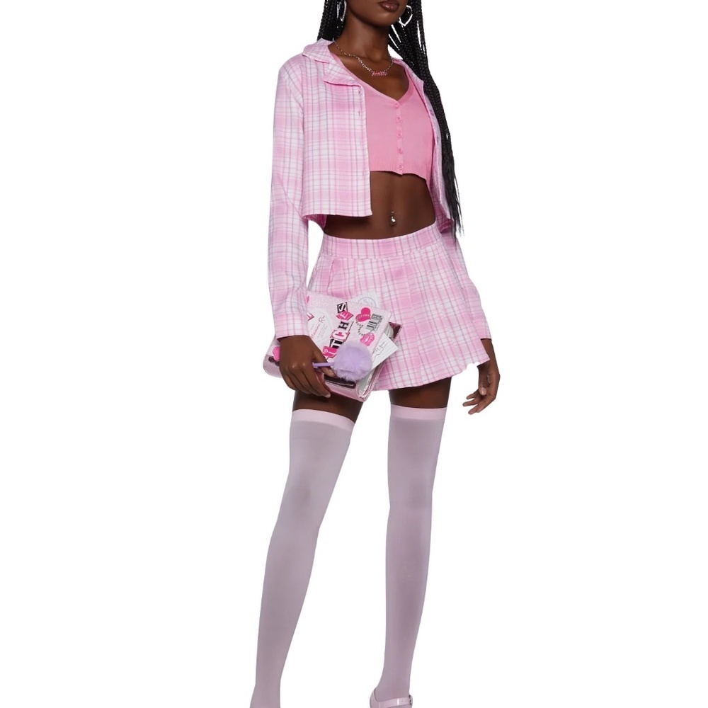 NWT Dollskill 4 pc Clueless Pink Plaid Costume/Pink Set Regina George Costume XS - Picture 1 of 15